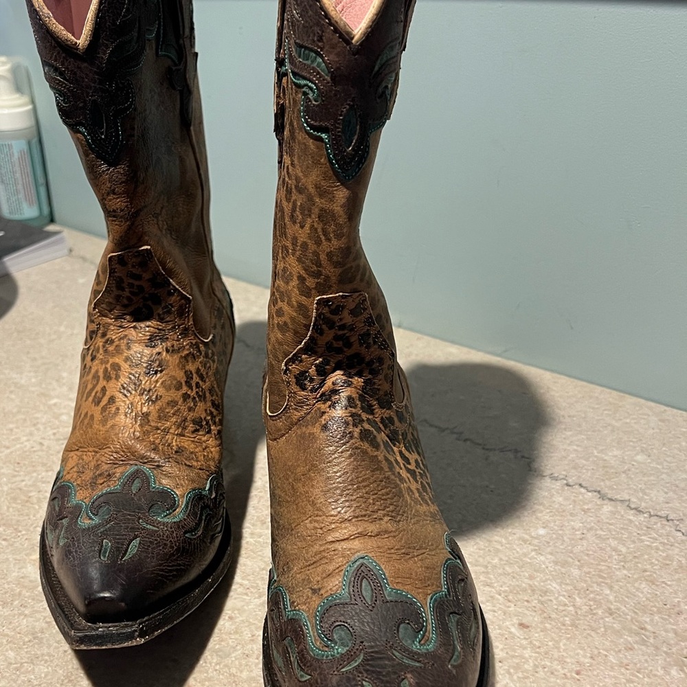 Miss Macie Leopard Cowgirl Boots - Sz. 10 - Picture 7 of 16
